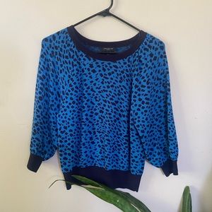 Anne Taylor Blue Cheetah Sweater